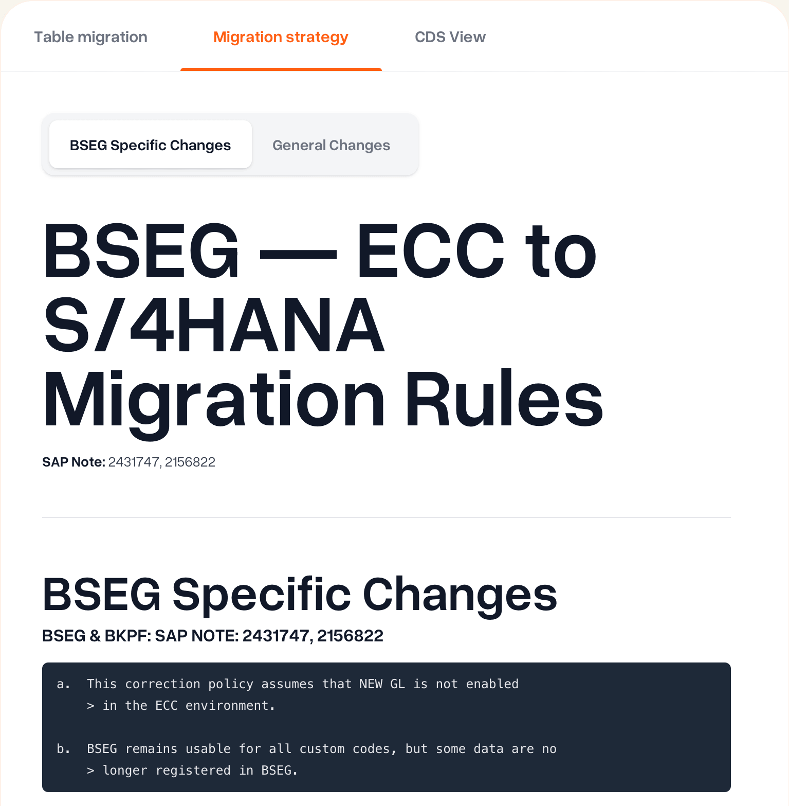 SAP's migration logic, fragmented across millions of notes. Every object traditionally requires manual interpretation.