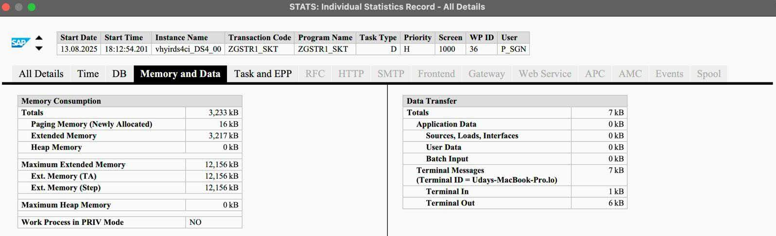 ZGSTR1 Legacy version: memory dump, could not run. Sookti AI optimized version (ZGSTR1_SKT): stable execution, 55% reduction in memory consumption (7,377 kB → 3,233 kB), 55% reduction in runtime. Output matched 100% against the source version on QA data.